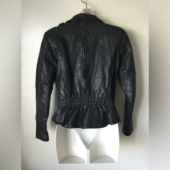 VTG Harley Davidson Leather Moto Jacket Black Motorcycle Cinch Back Women 34 - Picture 8 of 16